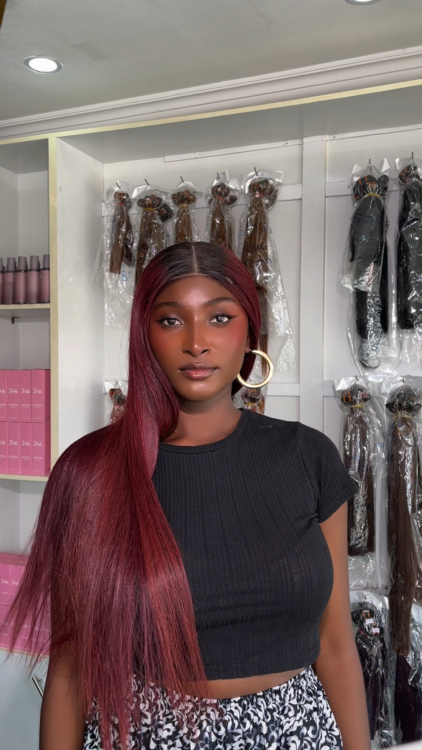Wine Whisper: Sophisticated Black Red Human Hair Wig Closure 2x4 Thin Lace Glueless Wig