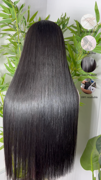 Raven Cascade 2by6 Closure Human Hair Straight Glueless Wig Pre Everything