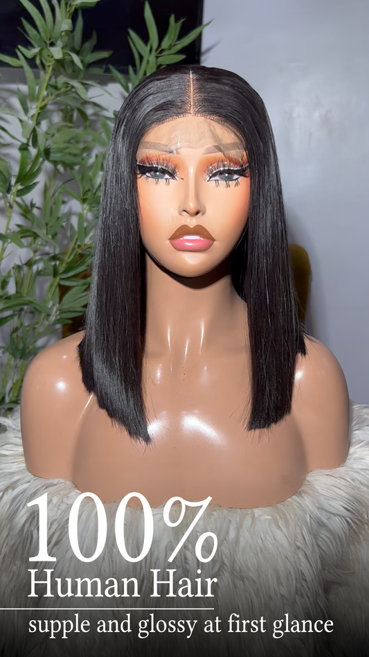 Glossy Black Sleek Cut 2x6 Pre-Everything Thin Lace Human Hair Glueless Wig