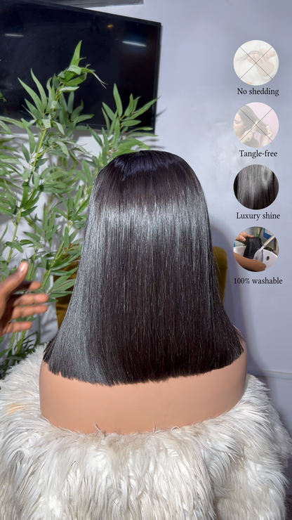 Glossy Black Sleek Cut 2x6 Pre-Everything Thin Lace Human Hair Glueless Wig