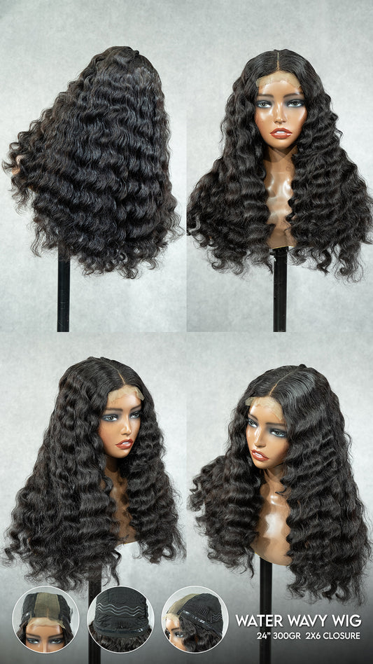 Water Wave Wear Go Glueless Wig Best Natural wavy 24" 2x6 Closure
