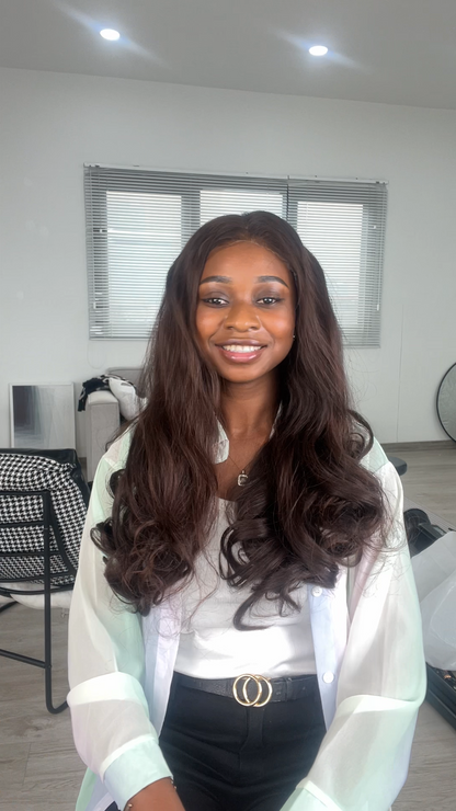 Soft Body Wave Middle Part Natural Brown Wig 24 Inches Long