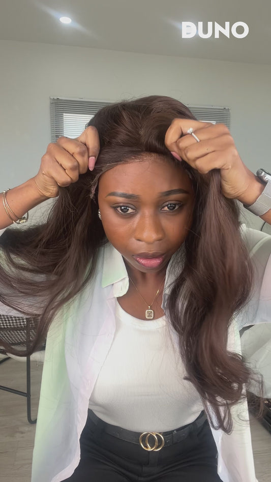 Soft Body Wave Middle Part Natural Brown Wig 24 Inches Long
