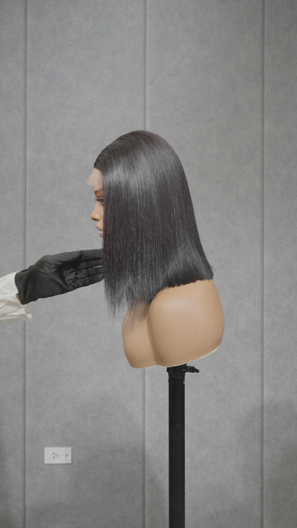 Gluless wig 12" Silky Short Bob Wig 12x4  Lace Closure ready to go 200gr
