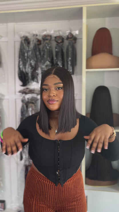 Ebony Chic Bone Straight Bob 2x6 Thin Lace Glueless Human Hair Wig Pre-Everything