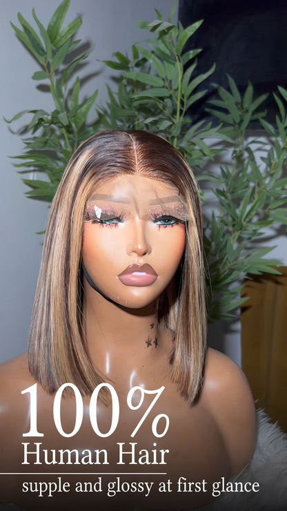 Sleek Piano Color 2x4 HD Lace Closure Glueless Human Hair Wig Pre Everything