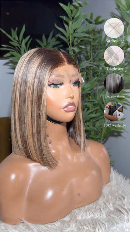 Sleek Piano Color 2x4 HD Lace Closure Glueless Human Hair Wig Pre Everything