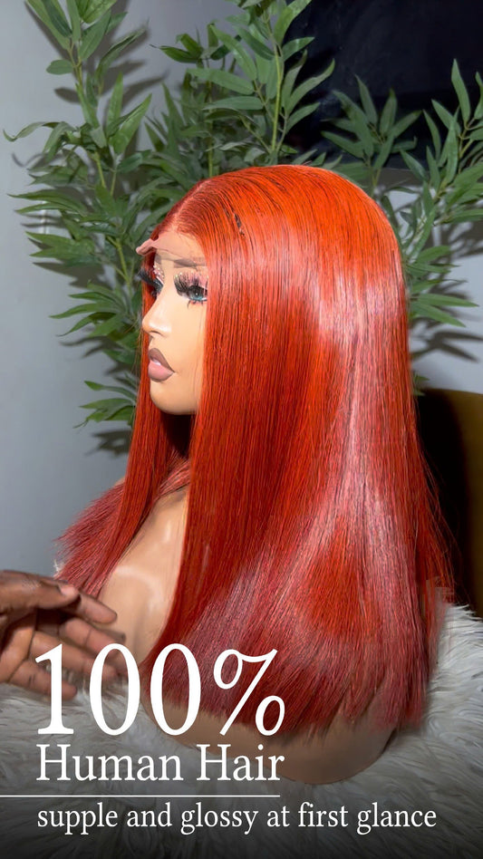 Warm and Luminous Ginger Thin Lace 5x5 2x4 12x4 Thin Lace Human Hair Wig Pre- Everything