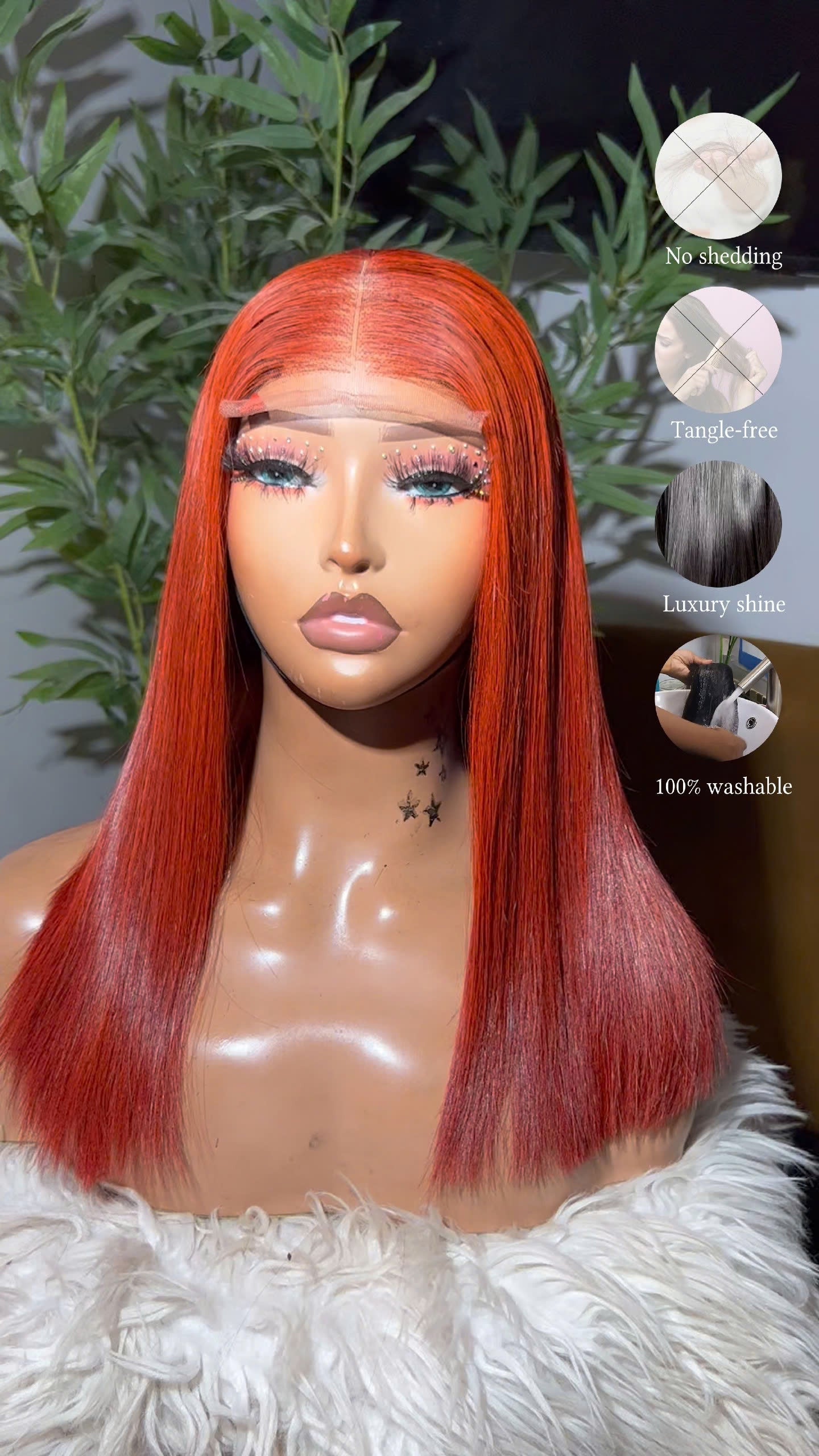 Warm and Luminous Ginger Thin Lace 5x5 2x4 12x4 Thin Lace Human Hair Wig Pre- Everything